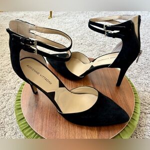 Adrienne Vittadini Black Heels with Sophisticated Ankle Strap